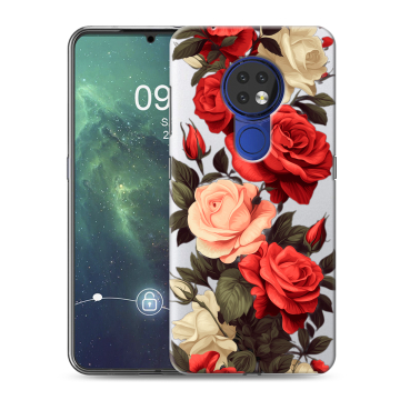 Силиконовый чехол на Nokia 6.2 с принтом Розы Силиконовый чехол на Nokia 6.2 с принтом Розы