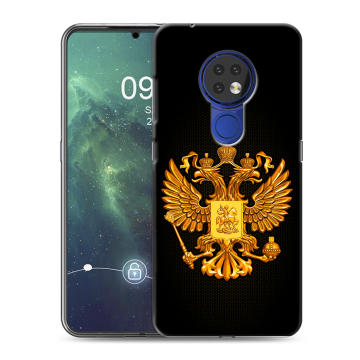 Силиконовый чехол на Nokia 6.2 с принтом Герб России желтый Силиконовый чехол на Nokia 6.2 с принтом Герб России желтый