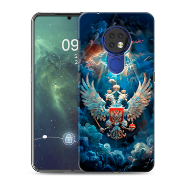 Силиконовый чехол на Nokia 6.2 с принтом Герб флаг России Силиконовый чехол на Nokia 6.2 с принтом Герб флаг России