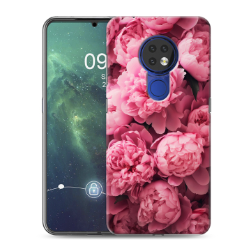 Силиконовый чехол на Nokia 6.2 с принтом цветы пионы Силиконовый чехол на Nokia 6.2 с принтом цветы пионы