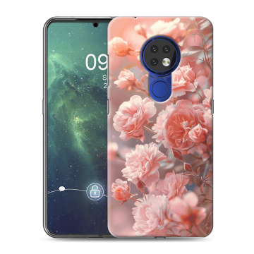 Силиконовый чехол на Nokia 6.2 с принтом Розовые розы Силиконовый чехол на Nokia 6.2 с принтом Розовые розы