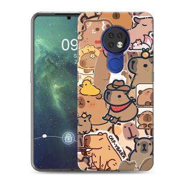 Силиконовый чехол на Nokia 6.2 с принтом капибара Силиконовый чехол на Nokia 6.2 с принтом капибара