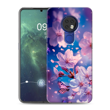 Силиконовый чехол на Nokia 6.2 с принтом цветы бабочки Силиконовый чехол на Nokia 6.2 с принтом цветы бабочки