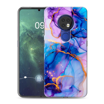 Силиконовый чехол на Nokia 6.2 с принтом синий мрамор Силиконовый чехол на Nokia 6.2 с принтом синий мрамор