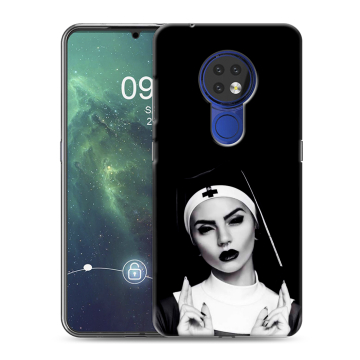 Силиконовый чехол на Nokia 6.2 с принтом монашка Силиконовый чехол на Nokia 6.2 с принтом монашка