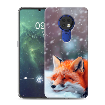 Силиконовый чехол на Nokia 6.2 с принтом лиса Силиконовый чехол на Nokia 6.2 с принтом лиса