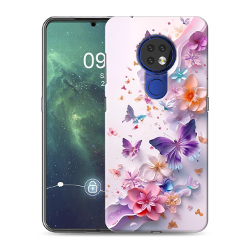 Силиконовый чехол на Nokia 6.2 с принтом цветы бабочки Силиконовый чехол на Nokia 6.2 с принтом цветы бабочки