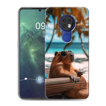 Силиконовый чехол на Nokia 6.2 с принтом Капибара Силиконовый чехол на Nokia 6.2 с принтом Капибара