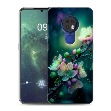 Силиконовый чехол на Nokia 6.2 с принтом Цветы и мрамор Силиконовый чехол на Nokia 6.2 с принтом Цветы и мрамор