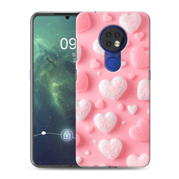 Силиконовый чехол на Nokia 6.2 с принтом Сердечки Силиконовый чехол на Nokia 6.2 с принтом Сердечки