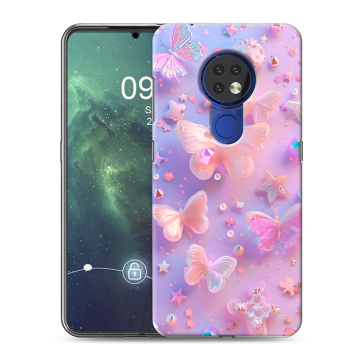 Силиконовый чехол на Nokia 6.2 с принтом Бабочки Силиконовый чехол на Nokia 6.2 с принтом Бабочки
