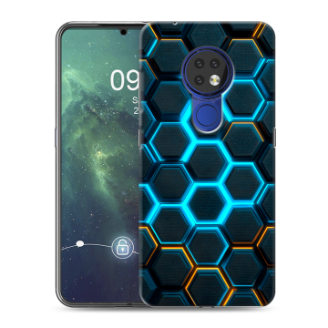Силиконовый чехол на Nokia 6.2 с принтом Неоновые соты Силиконовый чехол на Nokia 6.2 с принтом Неоновые соты