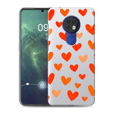 Силиконовый чехол на Nokia 6.2 с принтом Сердечки