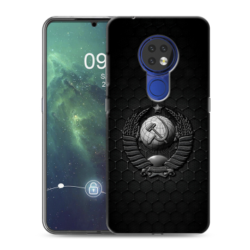 Силиконовый чехол на Nokia 6.2 с принтом Герб Флаг СССР Силиконовый чехол на Nokia 6.2 с принтом Герб Флаг СССР