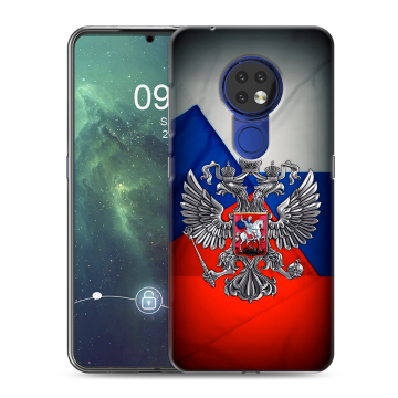 Силиконовый чехол на Nokia 6.2 с принтом Флаг России Силиконовый чехол на Nokia 6.2 с принтом Флаг России