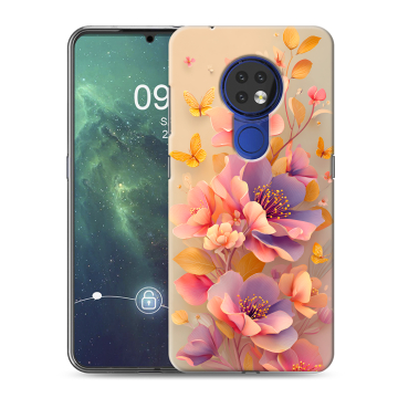 Силиконовый чехол на Nokia 6.2 с принтом Цветы и бабочки