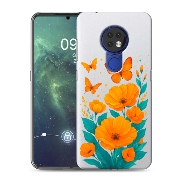 Силиконовый чехол на Nokia 6.2 с принтом цветы бабочки