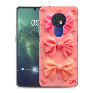 Силиконовый чехол на Nokia 6.2 с принтом Розовые бантики Силиконовый чехол на Nokia 6.2 с принтом Розовые бантики