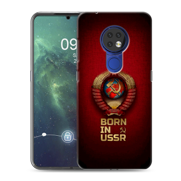 Силиконовый чехол на Nokia 6.2 с принтом Флаг Герб СССР