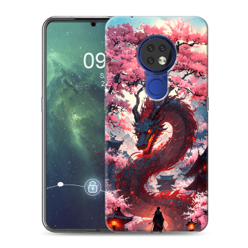 Силиконовый чехол на Nokia 6.2 с принтом Дракон Японский Силиконовый чехол на Nokia 6.2 с принтом Дракон Японский