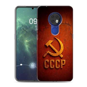 Силиконовый чехол на Nokia 6.2 с принтом Флаг Герб СССР Силиконовый чехол на Nokia 6.2 с принтом Флаг Герб СССР