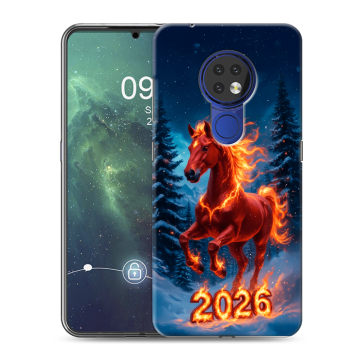 Силиконовый чехол на Nokia 6.2 с принтом Новый год коня