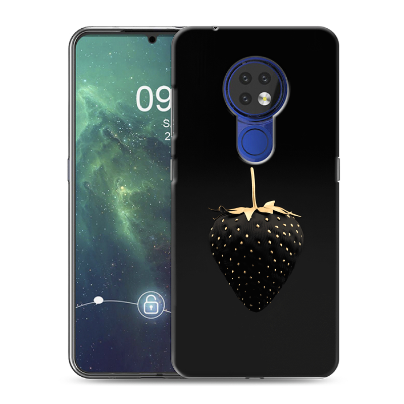 Силиконовый противоударный чехол на Nokia 6.2 с принтом Черная клубника Силиконовый противоударный чехол на Nokia 6.2 с принтом Черная клубника