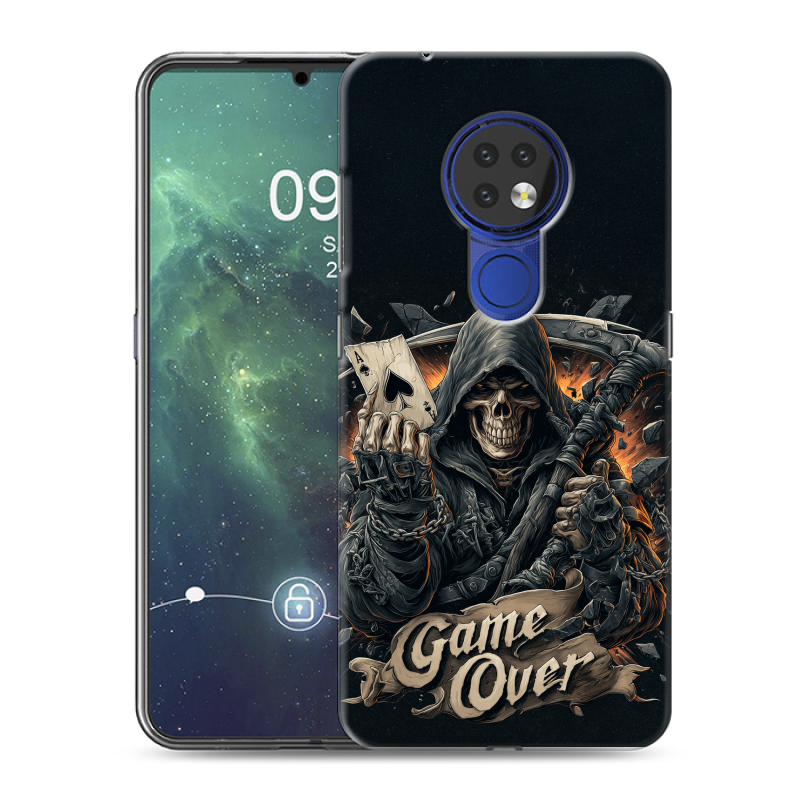 Силиконовый противоударный чехол на Nokia 6.2 с принтом Скелет карты Силиконовый противоударный чехол на Nokia 6.2 с принтом Скелет карты