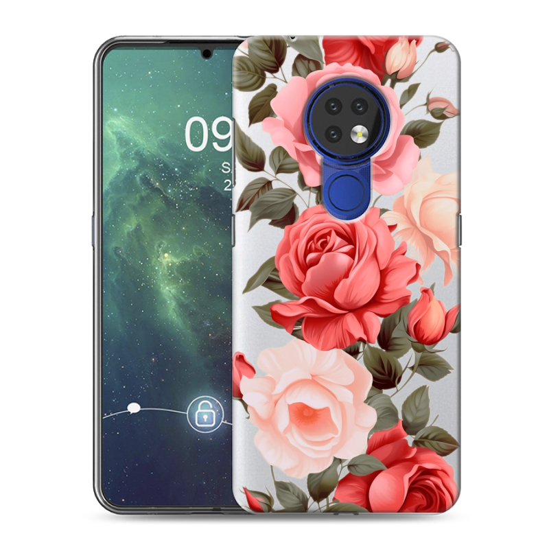 Силиконовый чехол на Nokia 6.2 с принтом Розы Силиконовый чехол на Nokia 6.2 с принтом Розы