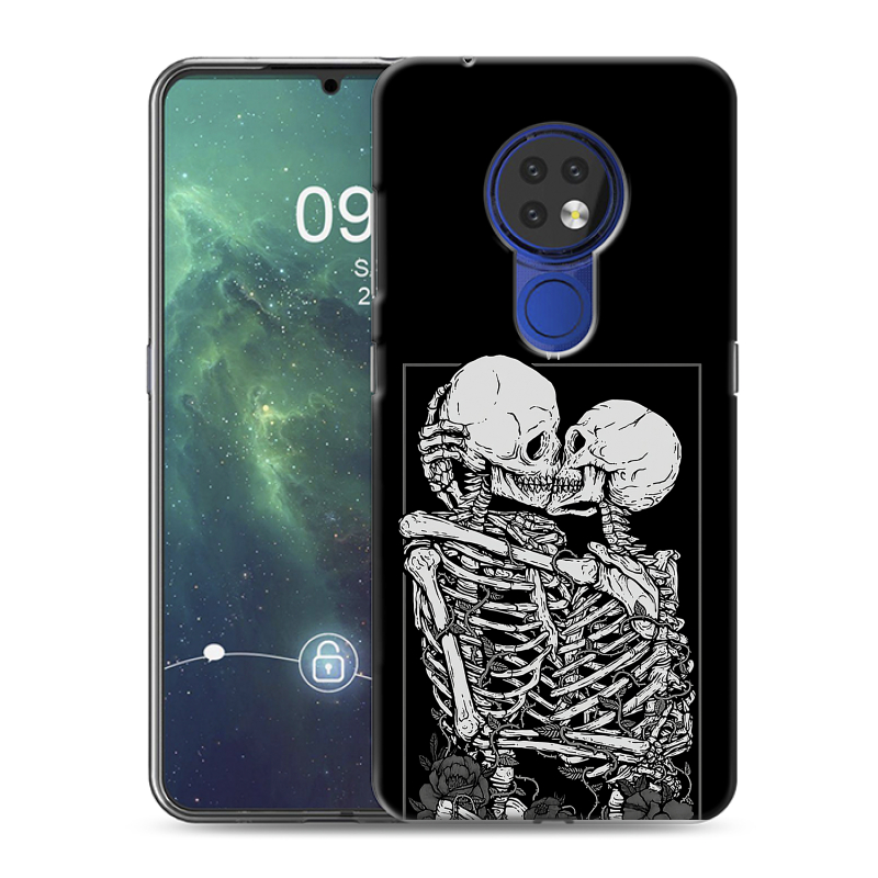 Силиконовый противоударный чехол на Nokia 6.2 с принтом Поцелуй скелетов Силиконовый противоударный чехол на Nokia 6.2 с принтом Поцелуй скелетов