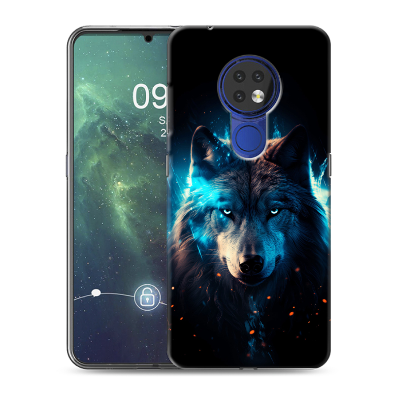 Силиконовый чехол на Nokia 6.2 с принтом Волк ночной Силиконовый чехол на Nokia 6.2 с принтом Волк ночной