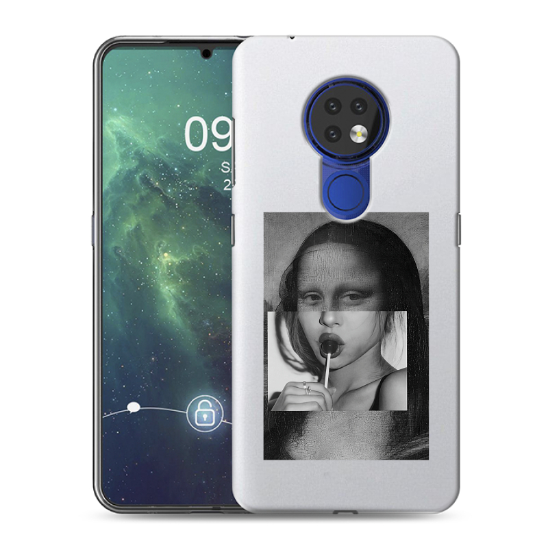 Силиконовый противоударный чехол на Nokia 6.2 с принтом Мона Лиза Силиконовый противоударный чехол на Nokia 6.2 с принтом Мона Лиза