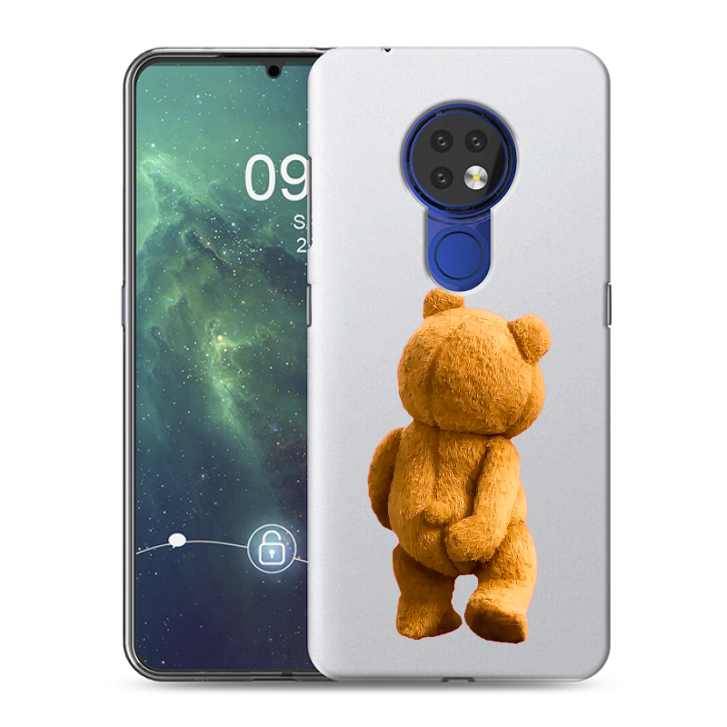 Силиконовый противоударный чехол на Nokia 6.2 с принтом Медведь Силиконовый противоударный чехол на Nokia 6.2 с принтом Медведь