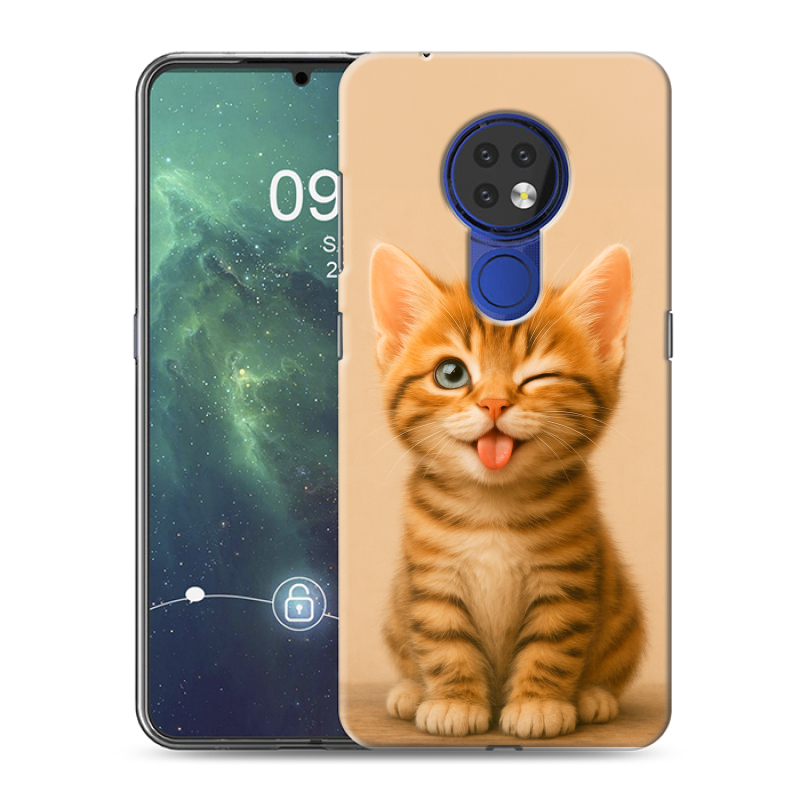 Силиконовый противоударный чехол на Nokia 6.2 с принтом котенок Силиконовый противоударный чехол на Nokia 6.2 с принтом котенок