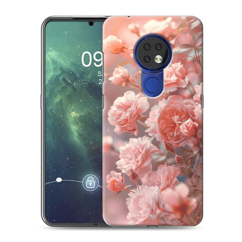 Силиконовый чехол на Nokia 6.2 с принтом Розовые розы Силиконовый чехол на Nokia 6.2 с принтом Розовые розы