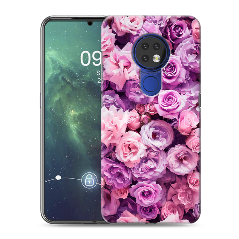 Силиконовый чехол на Nokia 6.2 с принтом лавандовые розы Силиконовый чехол на Nokia 6.2 с принтом лавандовые розы
