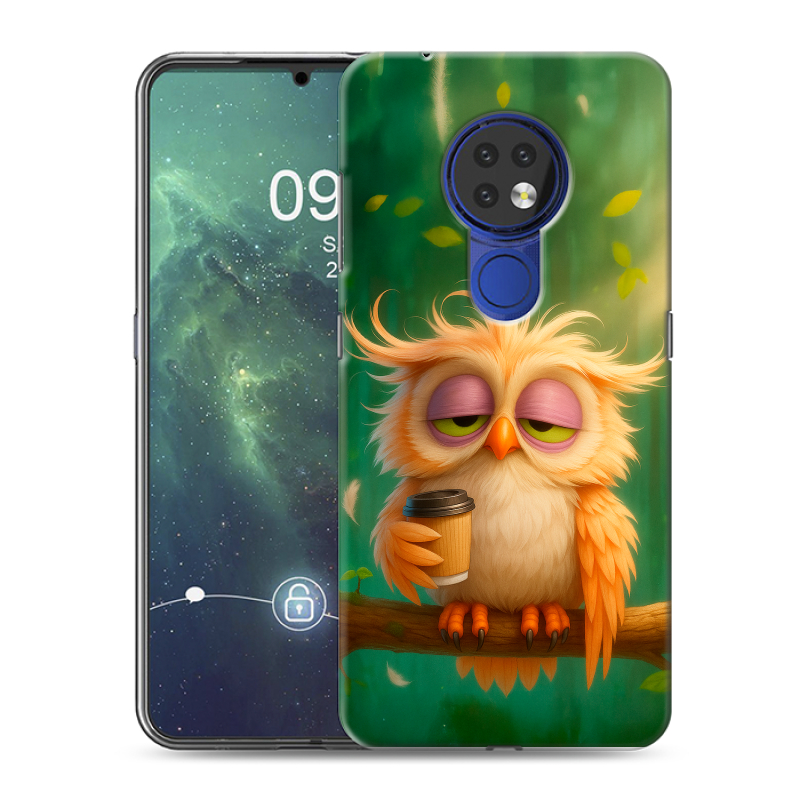 Силиконовый чехол на Nokia 6.2 с принтом сова Силиконовый чехол на Nokia 6.2 с принтом сова