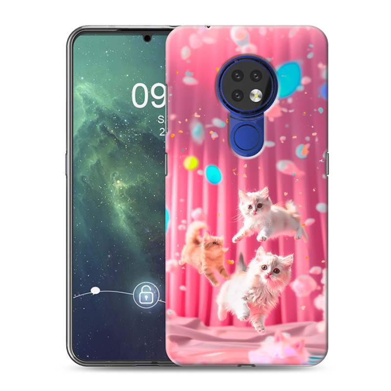Силиконовый противоударный чехол на Nokia 6.2 с принтом милые котики Силиконовый противоударный чехол на Nokia 6.2 с принтом милые котики