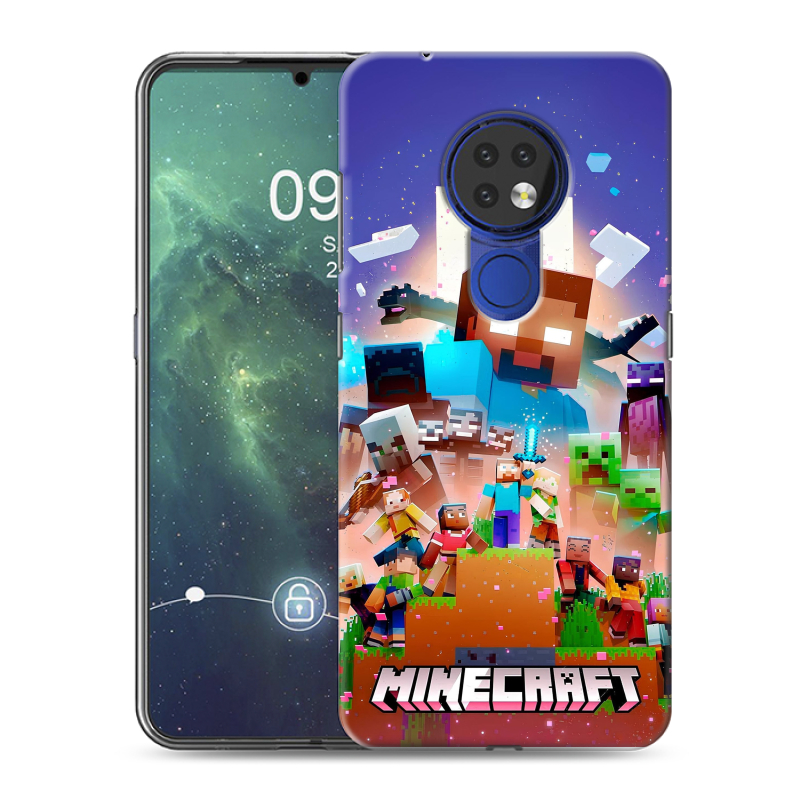 Силиконовый противоударный чехол на Nokia 6.2 с принтом Майнкрафт Minecraft Силиконовый противоударный чехол на Nokia 6.2 с принтом Майнкрафт Minecraft