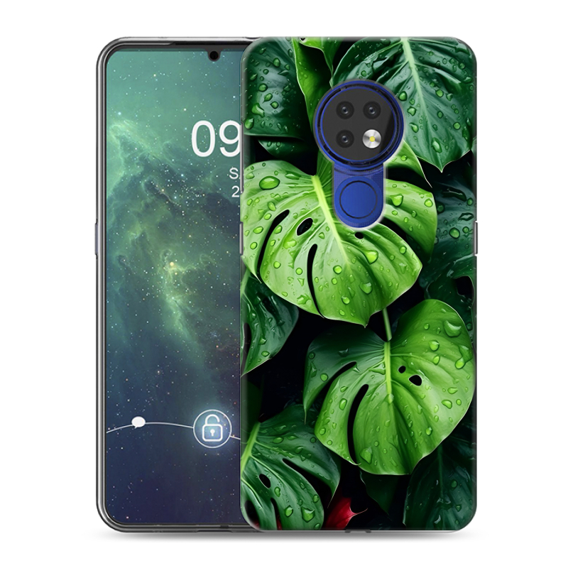 Силиконовый чехол на Nokia 6.2 с принтом Листья Силиконовый чехол на Nokia 6.2 с принтом Листья