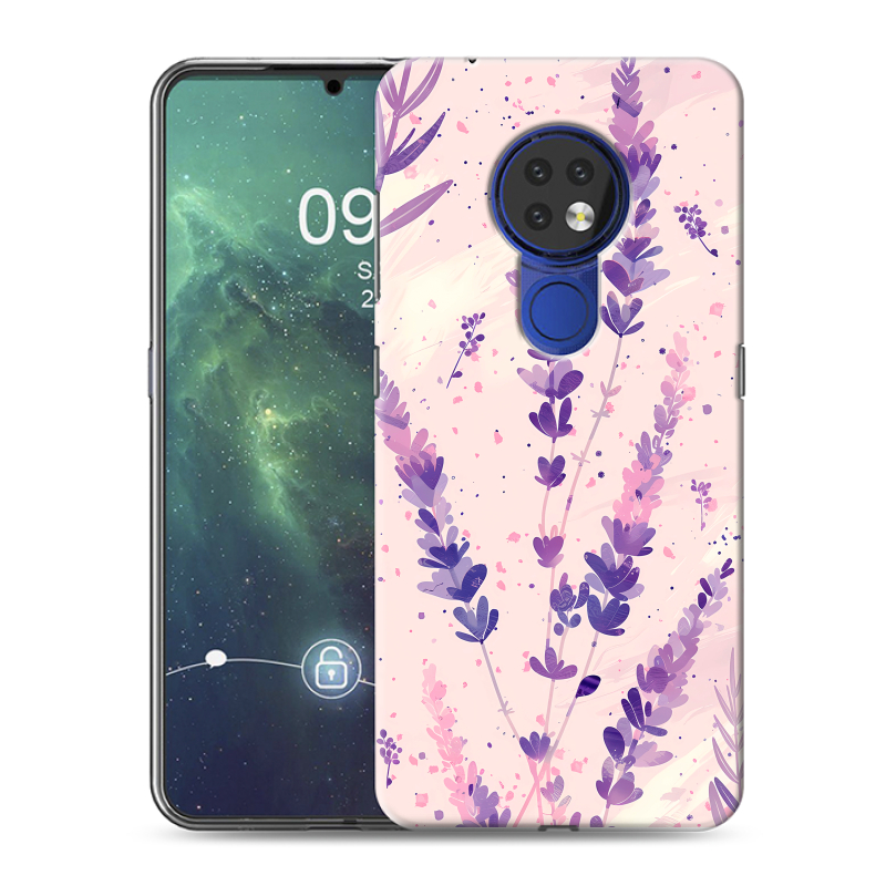 Силиконовый чехол на Nokia 6.2 с принтом цветы лаванда Силиконовый чехол на Nokia 6.2 с принтом цветы лаванда