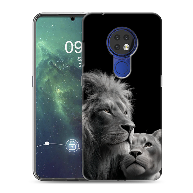Силиконовый чехол на Nokia 6.2 с принтом Лев кошки Силиконовый чехол на Nokia 6.2 с принтом Лев кошки