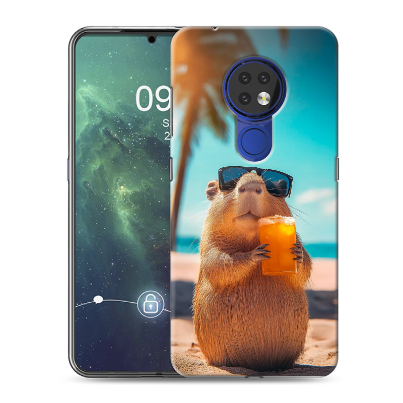 Силиконовый чехол на Nokia 6.2 с принтом Капибара Силиконовый чехол на Nokia 6.2 с принтом Капибара
