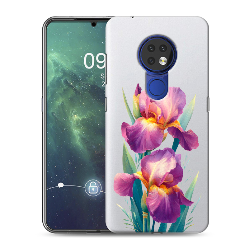Силиконовый противоударный чехол на Nokia 6.2 с принтом Цветы орхидеи Силиконовый противоударный чехол на Nokia 6.2 с принтом Цветы орхидеи