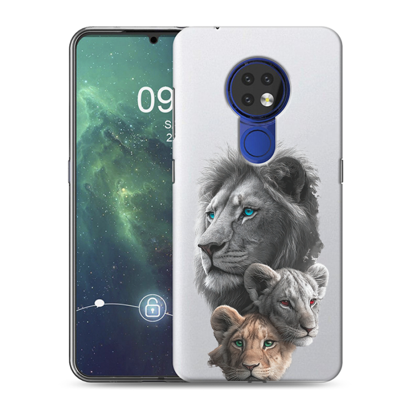 Силиконовый чехол на Nokia 6.2 с принтом Львы Силиконовый чехол на Nokia 6.2 с принтом Львы