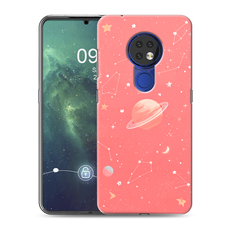 Силиконовый чехол на Nokia 6.2 с принтом Розовый космос Силиконовый чехол на Nokia 6.2 с принтом Розовый космос