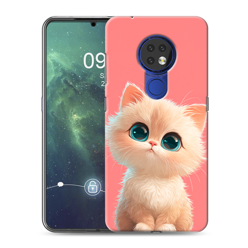 Силиконовый чехол на Nokia 6.2 с принтом Розовый котенок Силиконовый чехол на Nokia 6.2 с принтом Розовый котенок