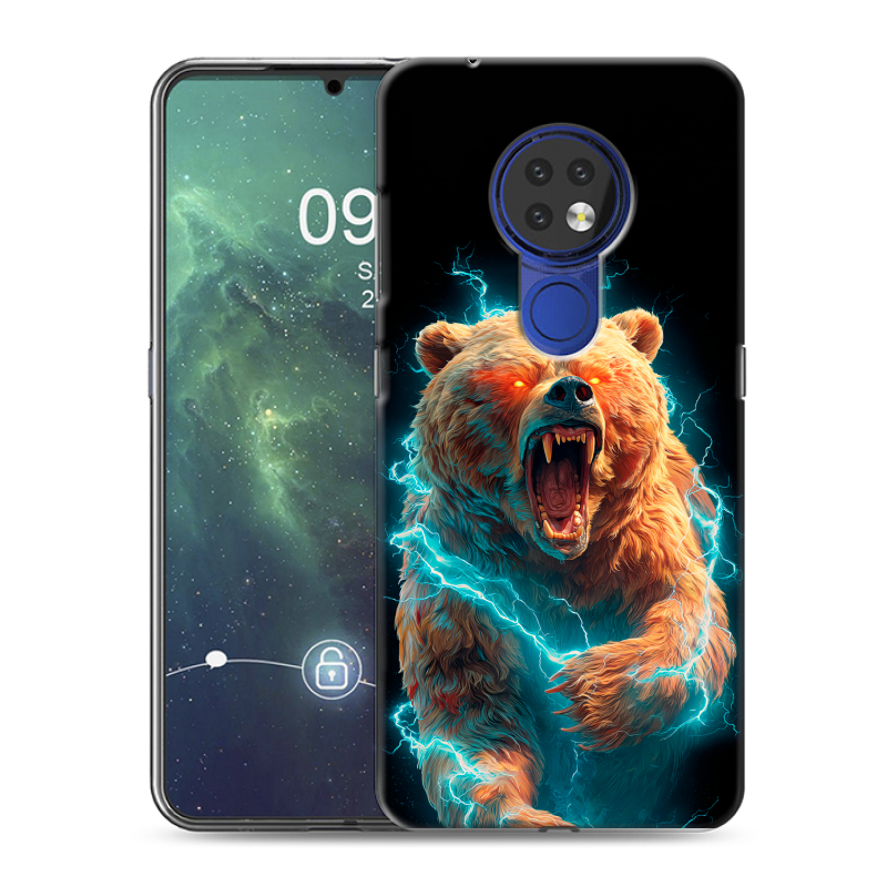 Силиконовый противоударный чехол на Nokia 6.2 с принтом Медведь Силиконовый противоударный чехол на Nokia 6.2 с принтом Медведь