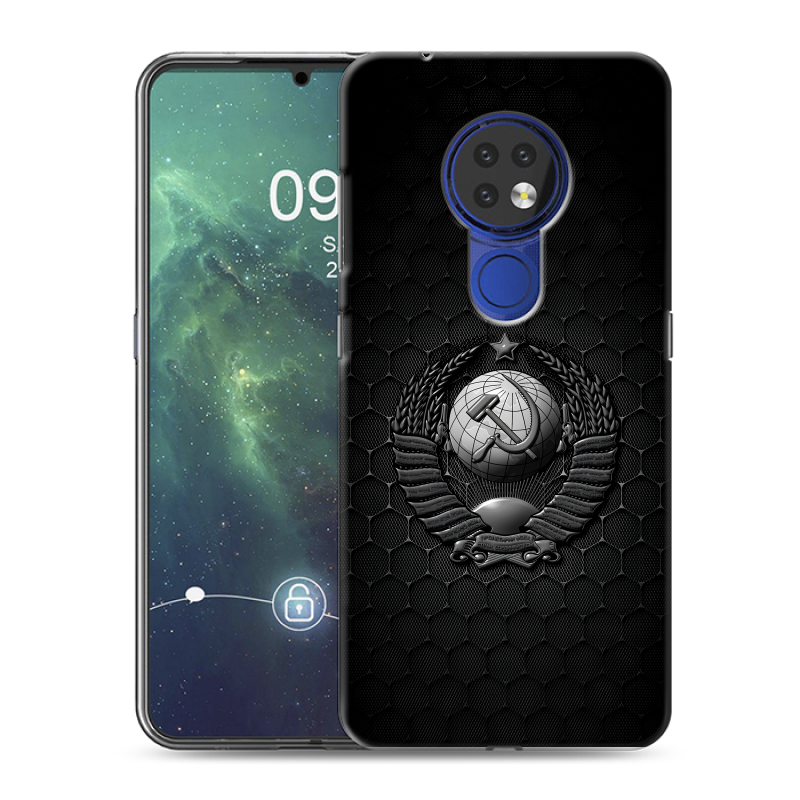Силиконовый чехол на Nokia 6.2 с принтом Герб Флаг СССР Силиконовый чехол на Nokia 6.2 с принтом Герб Флаг СССР