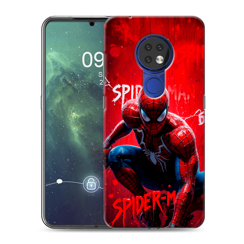 Силиконовый противоударный чехол на Nokia 6.2 с принтом Spiderman Человек паук Силиконовый противоударный чехол на Nokia 6.2 с принтом Spiderman Человек паук